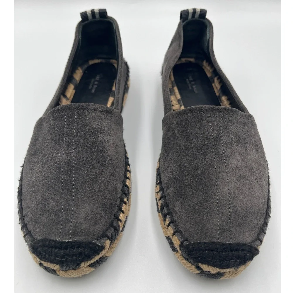Rag & Bone Adria Espadrille Flats Womens 36 Asphalt Gray Suede Slip On Shoes